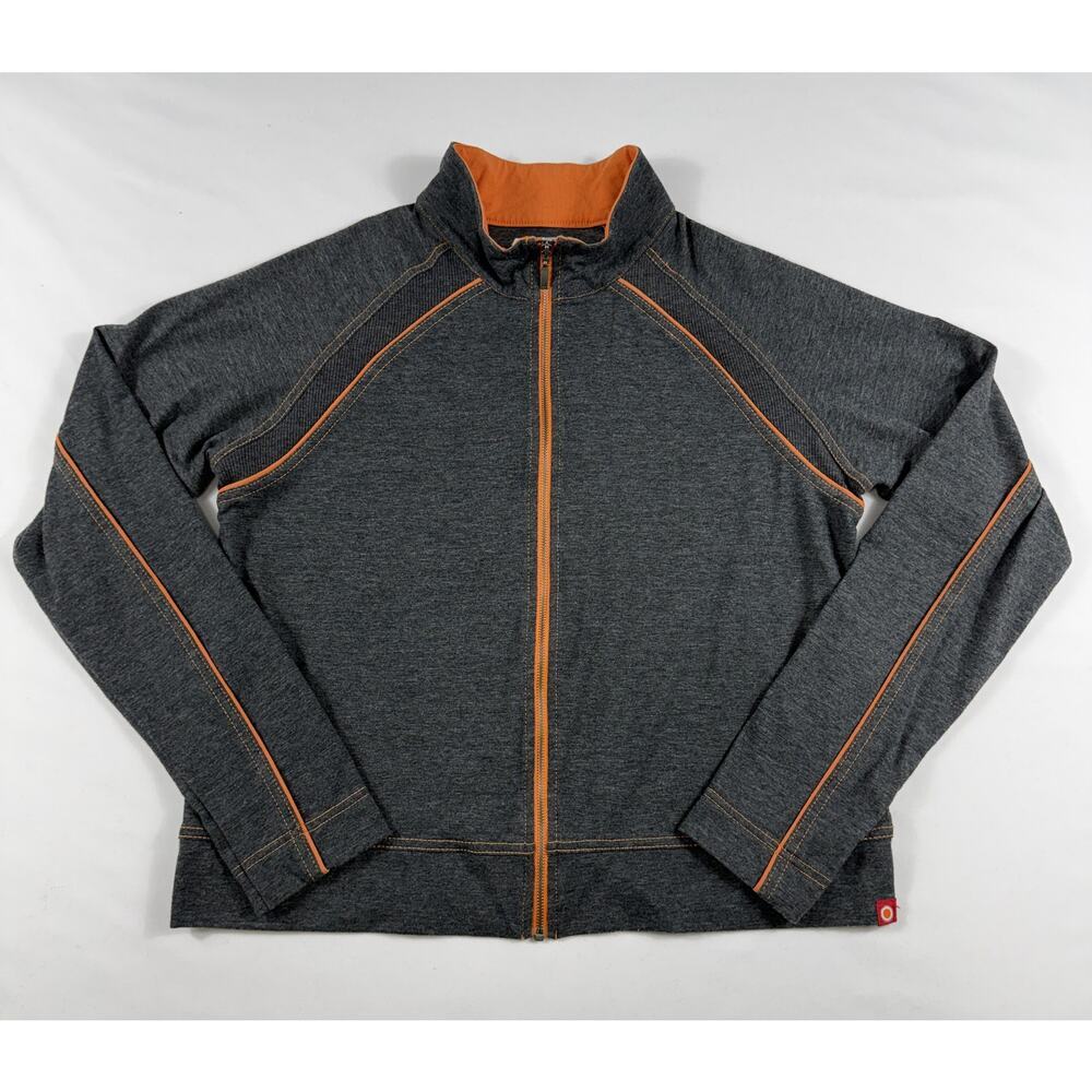 Jockey Sport Full Zip sweater Sz L Lightweight Athletic Fit Orange & Grey